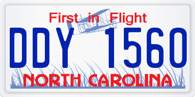 NC license plate DDY1560