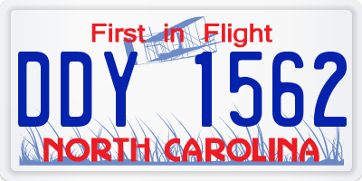 NC license plate DDY1562