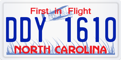 NC license plate DDY1610