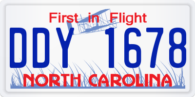 NC license plate DDY1678