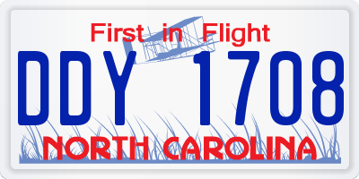 NC license plate DDY1708