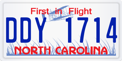 NC license plate DDY1714