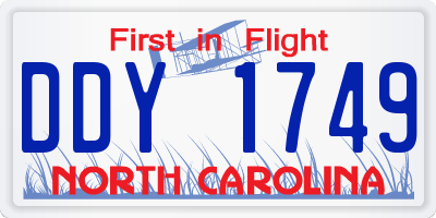 NC license plate DDY1749