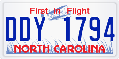 NC license plate DDY1794