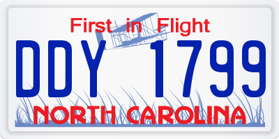 NC license plate DDY1799