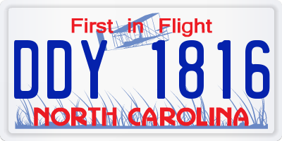 NC license plate DDY1816