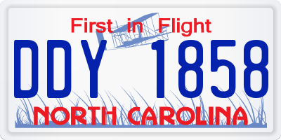 NC license plate DDY1858