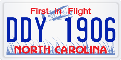 NC license plate DDY1906