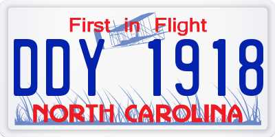 NC license plate DDY1918