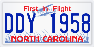 NC license plate DDY1958