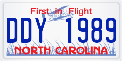 NC license plate DDY1989