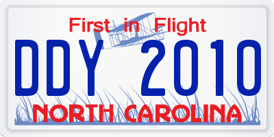 NC license plate DDY2010