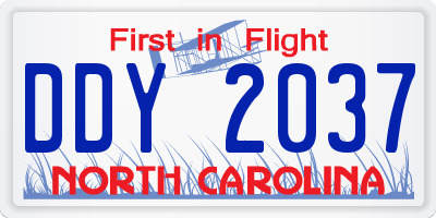 NC license plate DDY2037