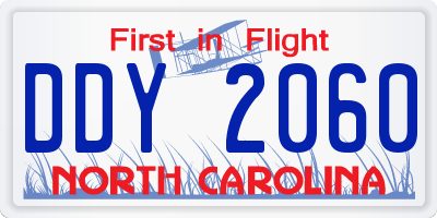 NC license plate DDY2060