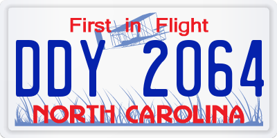 NC license plate DDY2064