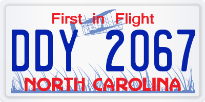 NC license plate DDY2067
