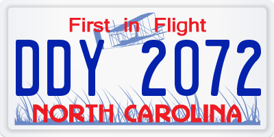 NC license plate DDY2072