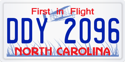 NC license plate DDY2096