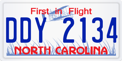 NC license plate DDY2134