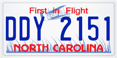 NC license plate DDY2151