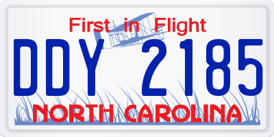 NC license plate DDY2185