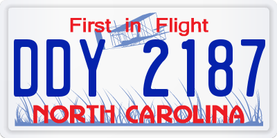 NC license plate DDY2187