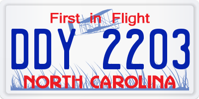 NC license plate DDY2203