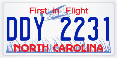 NC license plate DDY2231