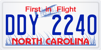 NC license plate DDY2240
