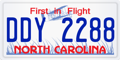 NC license plate DDY2288