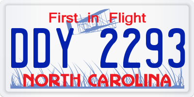 NC license plate DDY2293