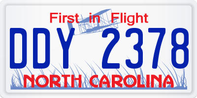 NC license plate DDY2378