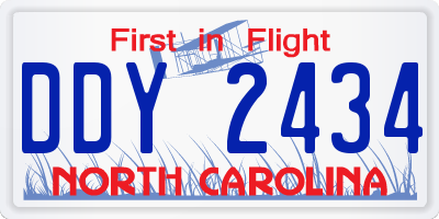 NC license plate DDY2434