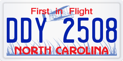 NC license plate DDY2508