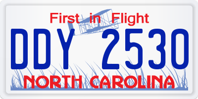 NC license plate DDY2530