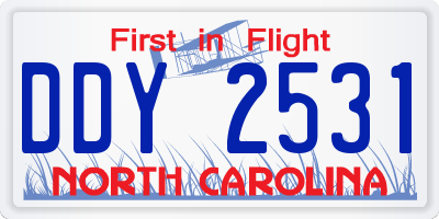 NC license plate DDY2531