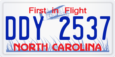 NC license plate DDY2537