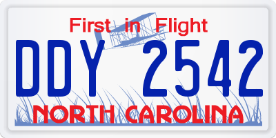 NC license plate DDY2542