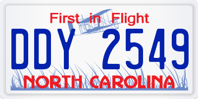 NC license plate DDY2549