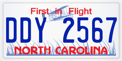 NC license plate DDY2567