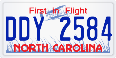 NC license plate DDY2584