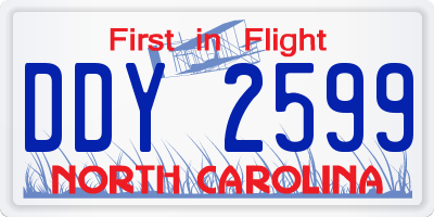 NC license plate DDY2599