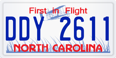 NC license plate DDY2611
