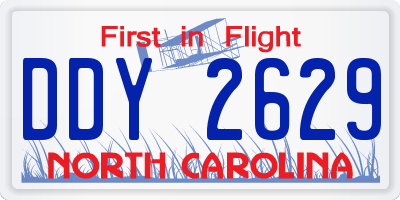 NC license plate DDY2629