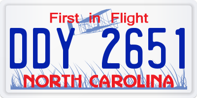 NC license plate DDY2651