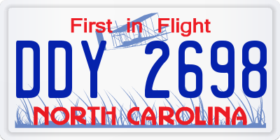 NC license plate DDY2698
