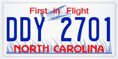 NC license plate DDY2701