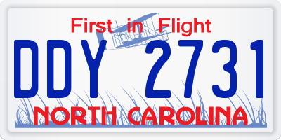 NC license plate DDY2731