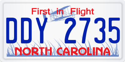 NC license plate DDY2735