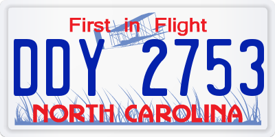 NC license plate DDY2753